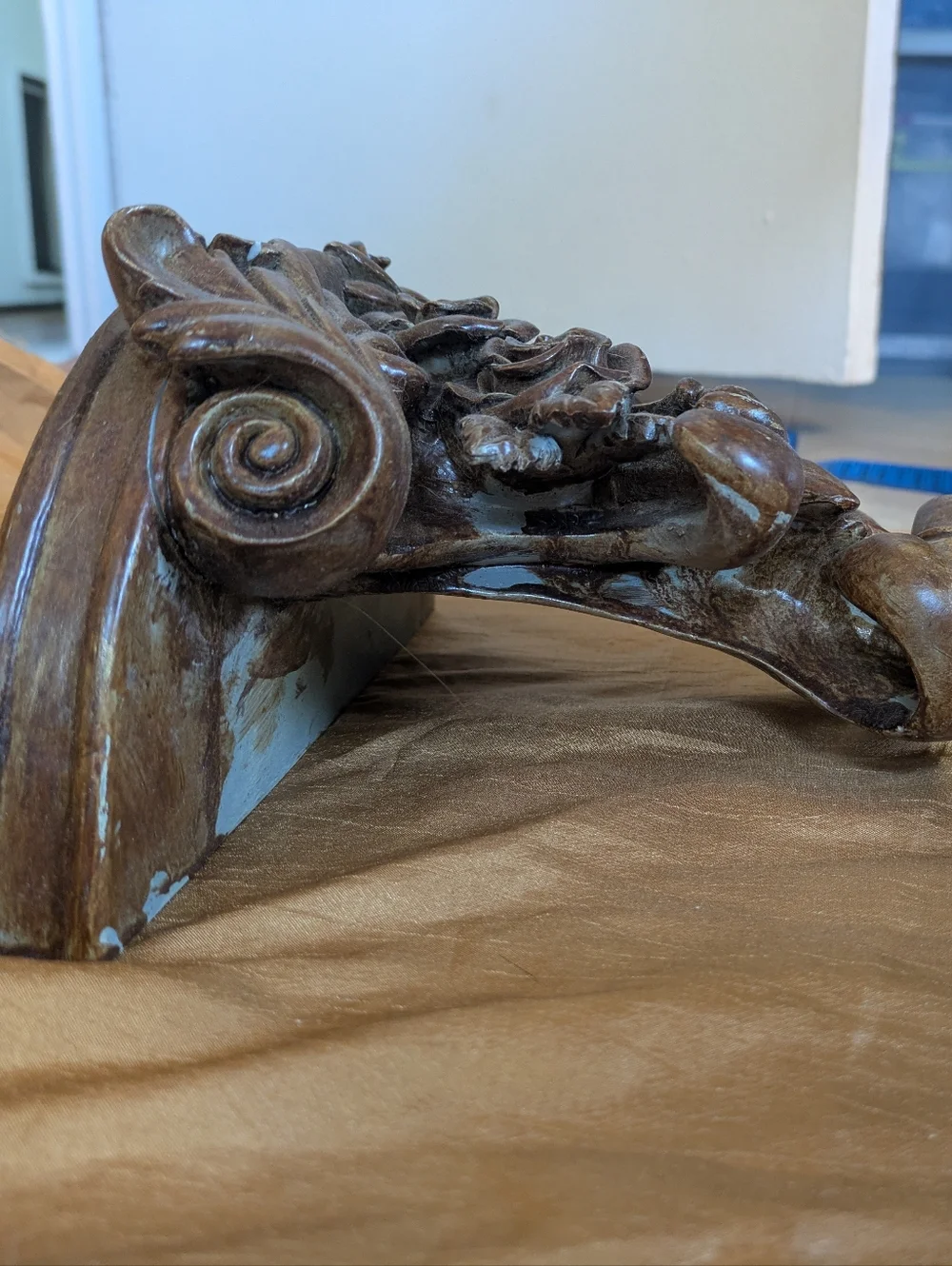 Vintage Ornate Wall Shelf with Intricate Flowers